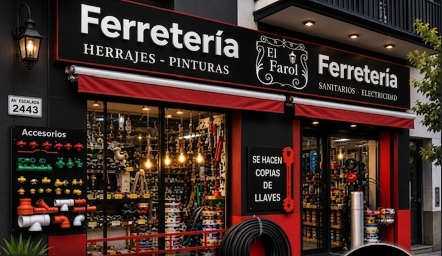 Fachada de Ferretería El Farol en Av. Escalada, Villa Lugano